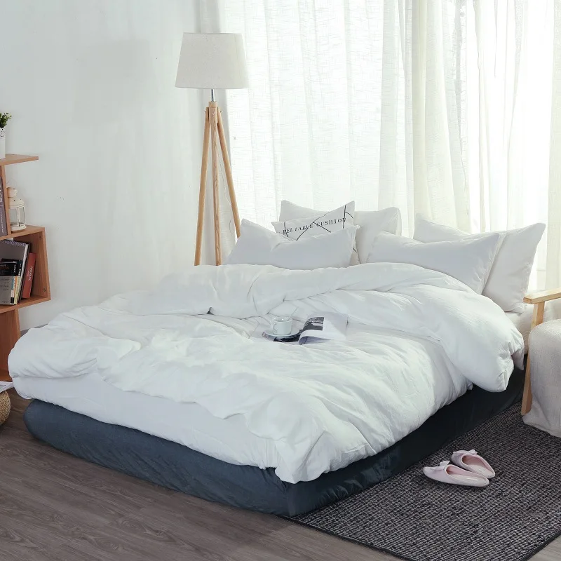 Spălat bumbac lenjerie de pat set Solid carpetă acopere stabilit moale gri lenjerie de pat în stil Japonez acasa pat super-king size, lenjerie de pat pat set