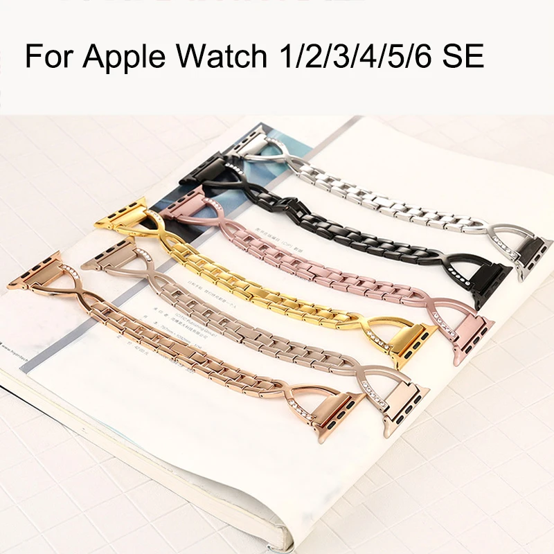 Curea din Otel inoxidabil Pentru Apple Watch Band 40mm 44mm iWatch Benzi de 38mm 42mm Diamant de Metal Femei Brățară Apple Watch 3 4 5 6 Se