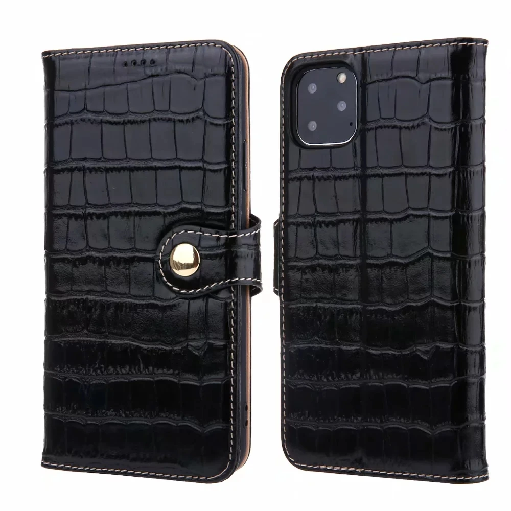 De Moda de lux, Slot pentru Card de Suport Flip Wallet Autentice din Piele de Crocodil de Telefon Caz Acoperire Pentru Iphone 11 Pro XS Max XR X 8 7 Plus