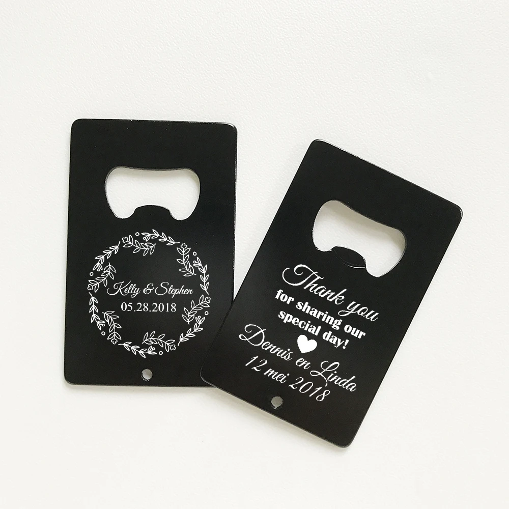 50x Personalizate Cadou de Nunta pentru Oaspeti Negru Card de Credit Deschizator de Sticle Gravate cu Laser Deschizator de Sticle Personalizate de Favoarea Nunta