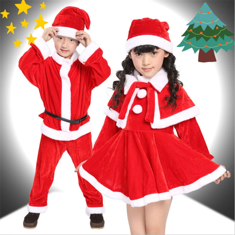 Copii copilul Fete pentru Copii Haine de Crăciun Petrecere cu Costume Rochii+Sal+Pălărie, Costum Bumbac Amestec Rochie Roșie set cadou pentru copii