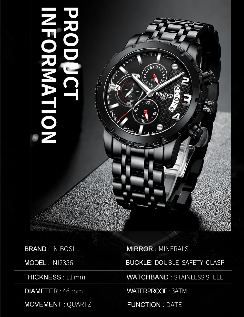 NIBOSI Cuarț Ceas Pentru Bărbați Impermeabil Luminos Calendar Montre Homme Mens Ceasuri de Top de Brand de Brand de Lux Relogio Masculino