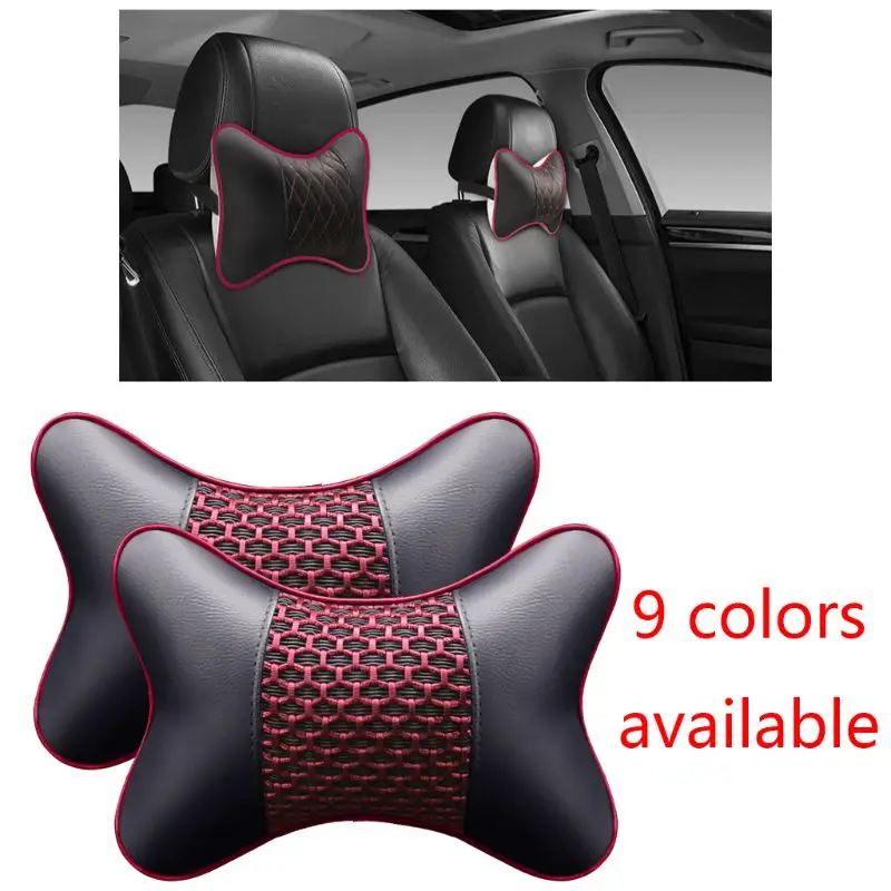2 buc Piele Artificiala Masina Pernă de Protecție Gât Auto Tetiera Confortabil Consumabile Auto de Siguranță Respirabil Gât Perne