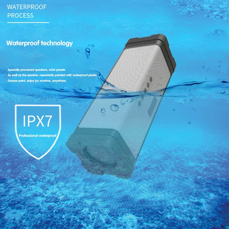 Difuzor Bluetooth 20W Impermeabil în aer liber Solar Portabil Difuzor cu Alimentare Mobil, Funcție de Iluminare
