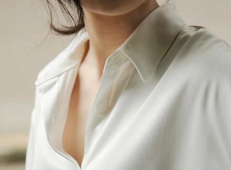 Doamnelor alb bluza retro drape shirt mercerizat femei vrac coreean profesionale de top W795