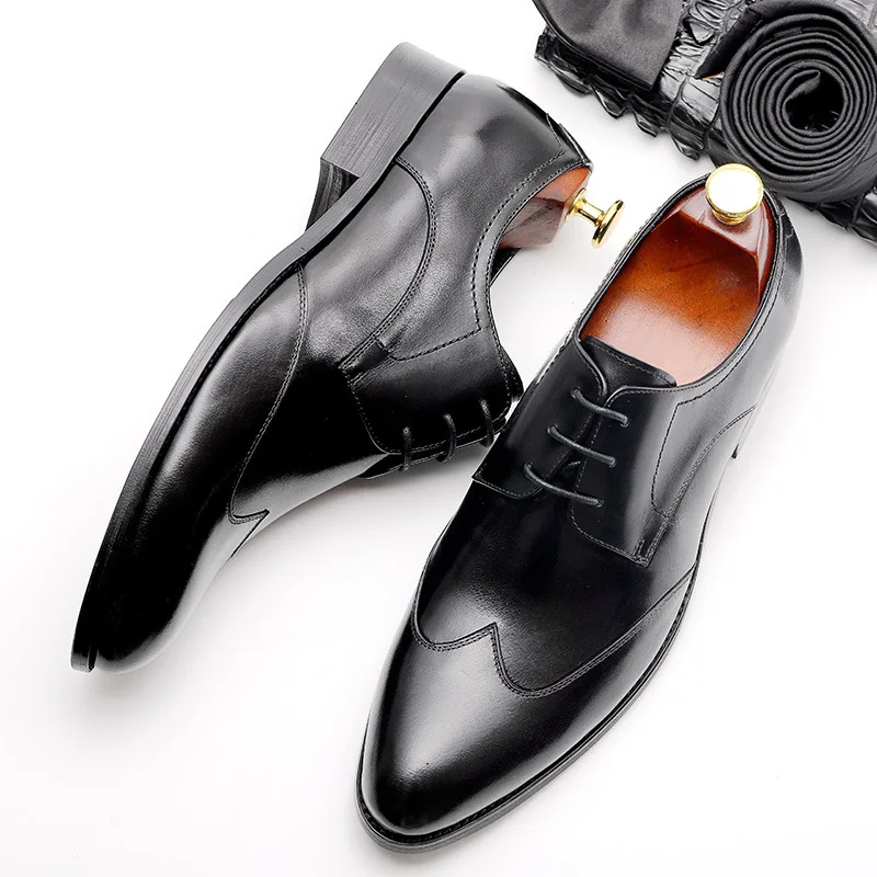 QYFCIOUFU New Sosire de Lux a Subliniat Toe Barbati din Piele Pantofi Dantela-up Mens Pantofi Rochie Handmade Afaceri Formale Pantofi