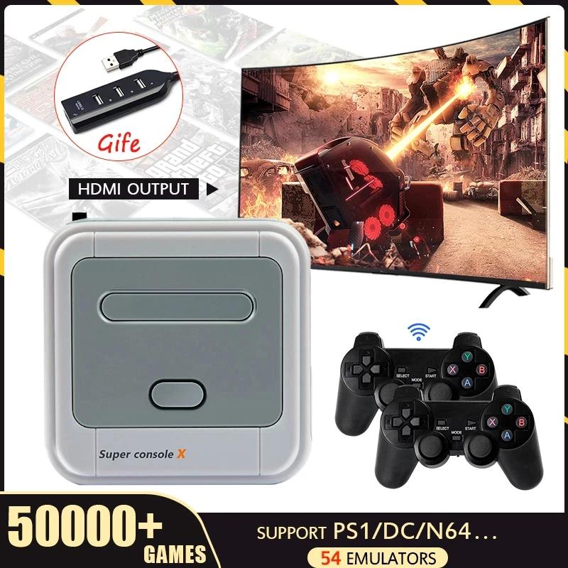 Super Consola X Retro Console de jocuri Video Suport HDMI Ieșire HD Suport 50+ Emulatoare Built-in 50000 de Jocuri Pentru PS1/GBA/N64