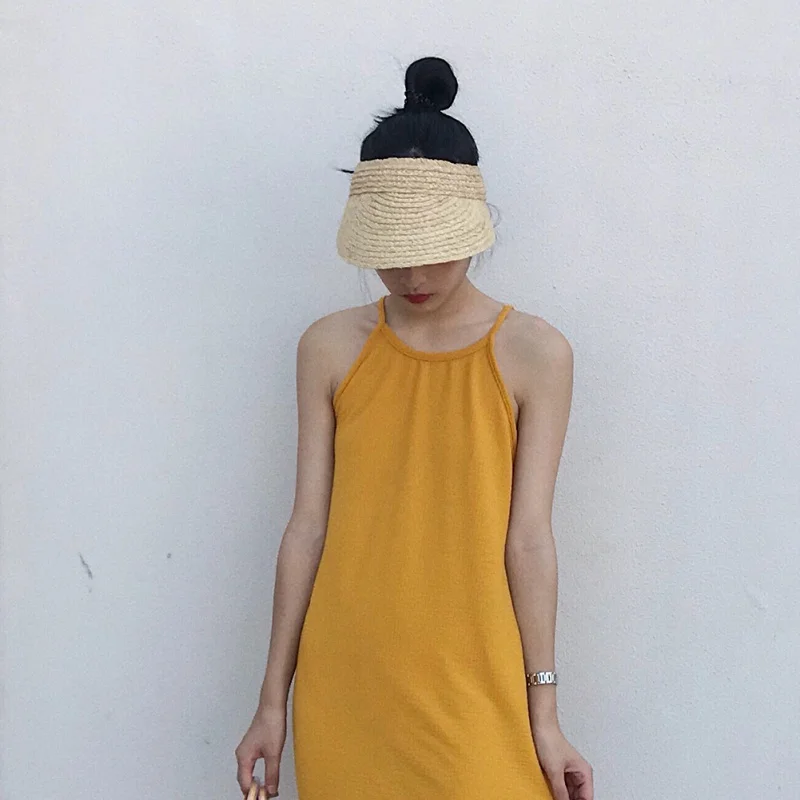 De Înaltă Calitate De Culoare Solidă Rafie, Paie Cozoroc Sapca Pentru Femei De Vara Noi Sun Beach Hat Doamnelor Călătorie Pliabil Parasolar Pălărie De Moda