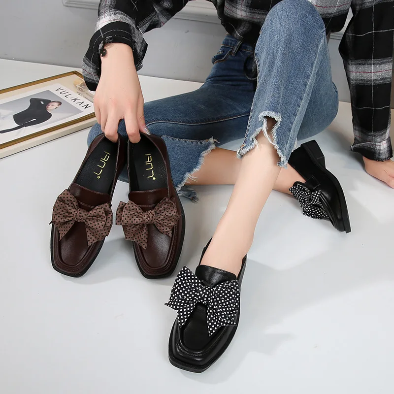 Cu un Picior Mic, Pantofi din Piele pentru Femei Pantofi cu Toc Confortabil Moale Jos Toate-meci Cap Pătrat de Dimensiuni Mari de Grăsime Larg