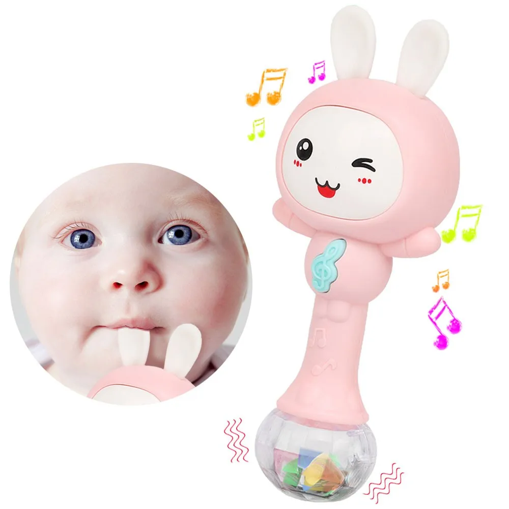 Inbeby Muzicale pentru Copii Zuruitoare și jucării Teether, Cântă Iepure Jucărie pentru Copii cu 6 Melodii Clasice și Ușoare pentru Copii mici Copil