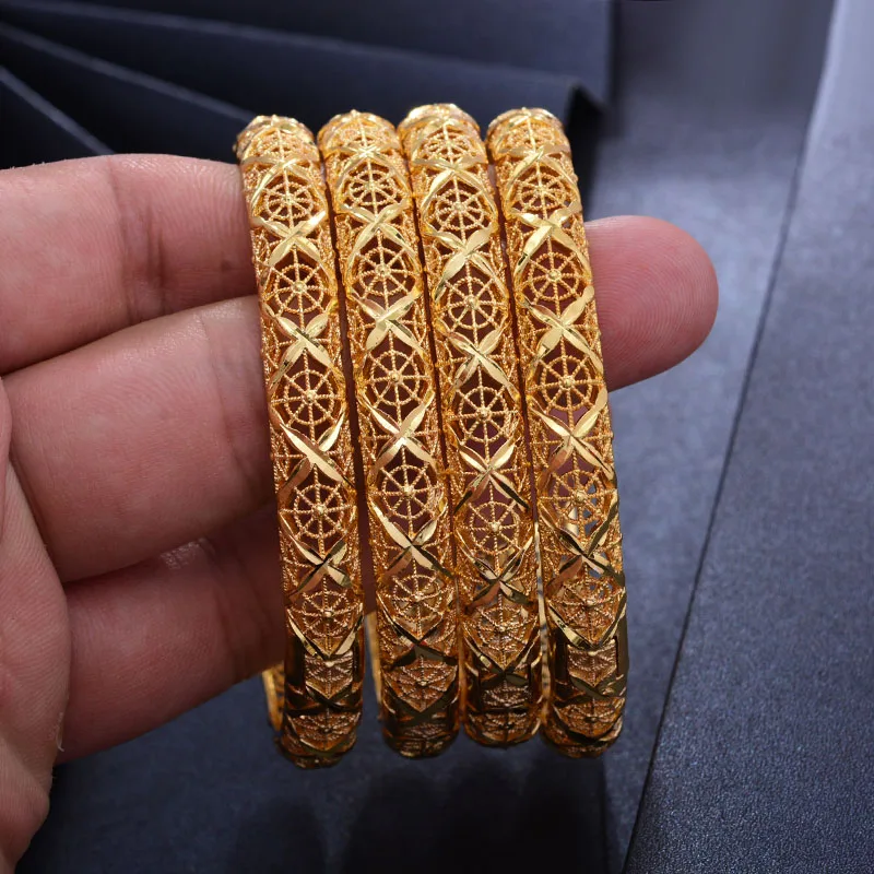 Wando 24K 4buc/lot Trendy Dubai Culoare de Aur Bratari Pentru Femei Soția Nunta Brățări&Bratara Dubai Etiopia, Franța bijuterii