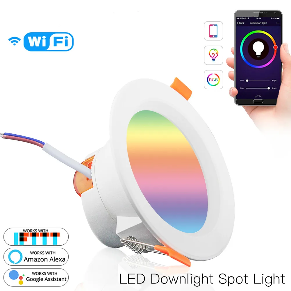 WiFi Smart LED Downlight Reglaj Tur Spot 7W Lumina RGB Schimbarea Culorii 2700K-6500K Cald lumina Rece a Lucra cu Alexa de Start Google