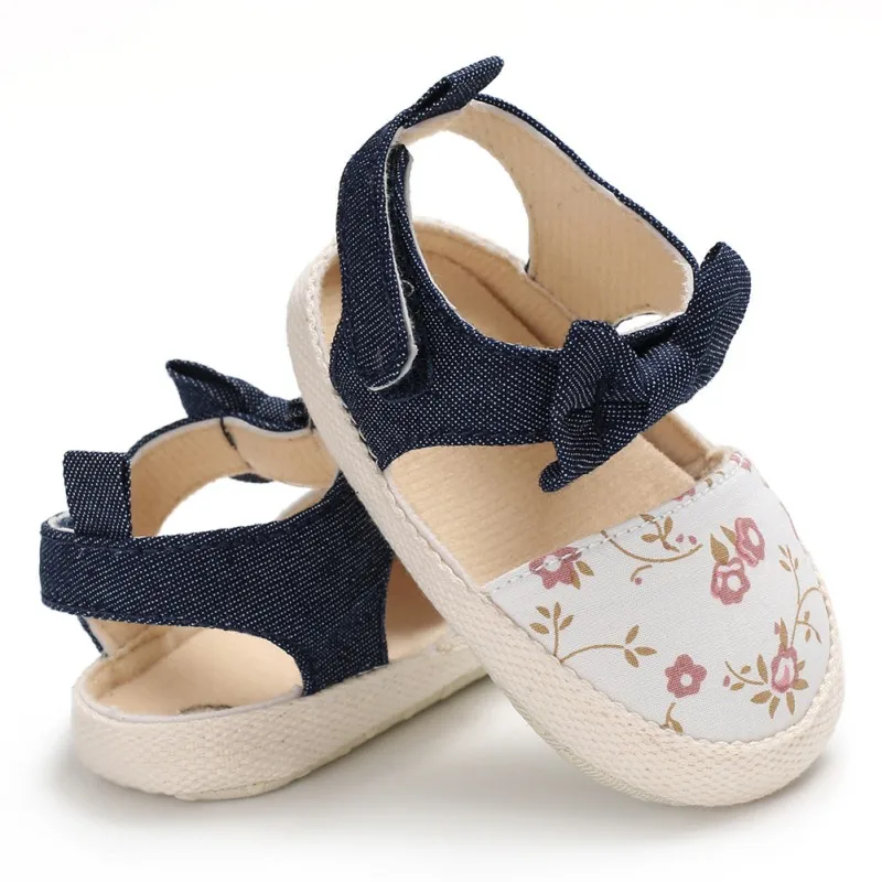 Lovely Flower Print Arc Panza Pantofi pentru copii de vară talpă moale în primul rând pietoni petrecere printesa fata de pantof