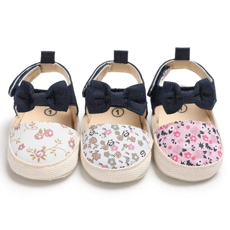 Lovely Flower Print Arc Panza Pantofi pentru copii de vară talpă moale în primul rând pietoni petrecere printesa fata de pantof