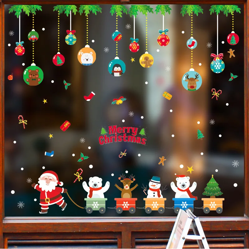 Crăciun Fericit Decoratiuni Pentru Casa Lui Moș Crăciun Cerb Pe Perete Fereastra Autocolante Cadou De Crăciun Xmas 2020 Ornamente De Anul Nou Decor 2021