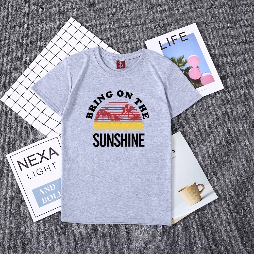 Țăranul Femei Beach T-shirt Aduce pe Soare Scrisoarea Imprimate cu Maneci Scurte T Shirt Vacanta de Vara Topuri Teuri de Vânzare Fierbinte