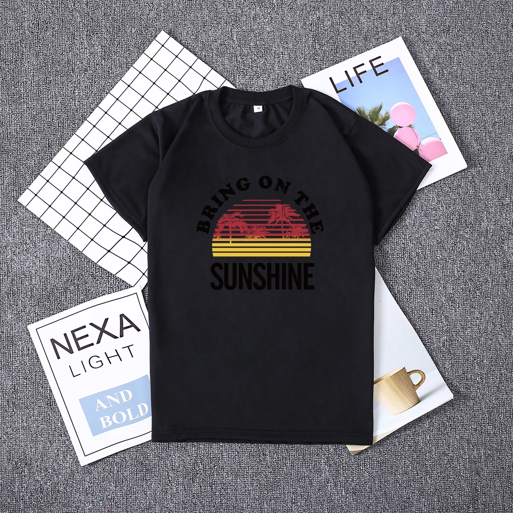 Țăranul Femei Beach T-shirt Aduce pe Soare Scrisoarea Imprimate cu Maneci Scurte T Shirt Vacanta de Vara Topuri Teuri de Vânzare Fierbinte