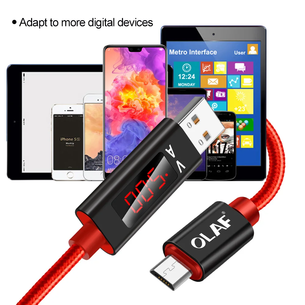 OLAF de Date Micro USB Încărcător de Cabluri LED Digital de Tensiune și de Curent de Afișare 3A Încărcare Rapidă Android prin Cablu USB Pentru Samsung, Xiaomi