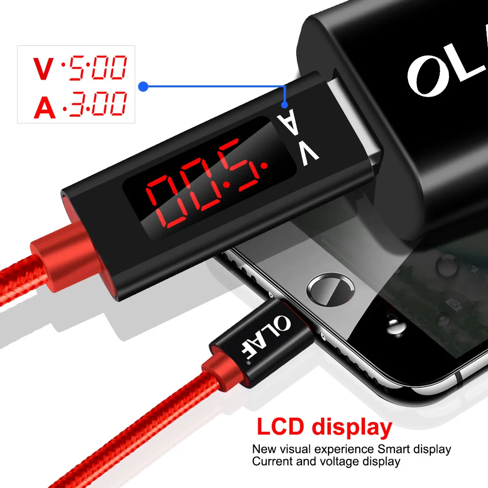 OLAF de Date Micro USB Încărcător de Cabluri LED Digital de Tensiune și de Curent de Afișare 3A Încărcare Rapidă Android prin Cablu USB Pentru Samsung, Xiaomi