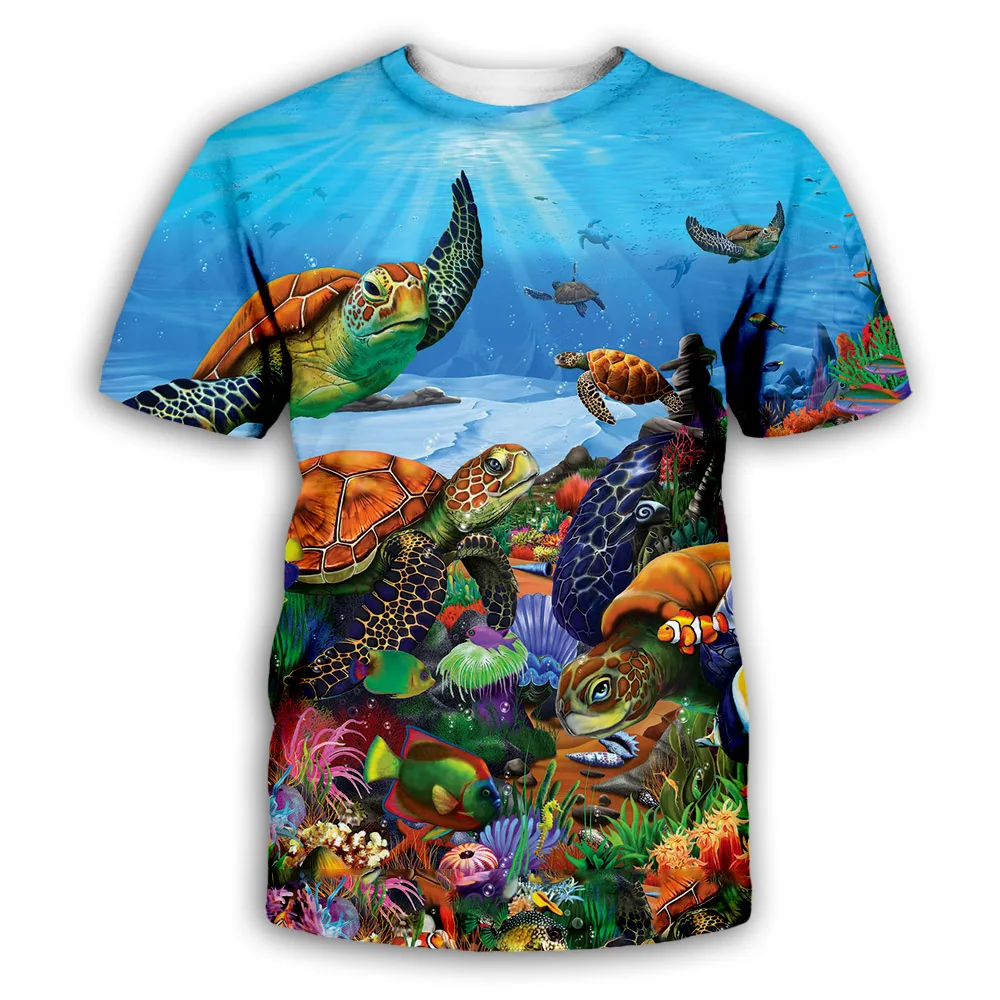 Ocean Mare Colorat de Pește-Spadă Turtle unisex Imprimare 3D Femei Bărbați Harajuku tricou de Vara tricou Casual, de Bună Calitate, plus TU01