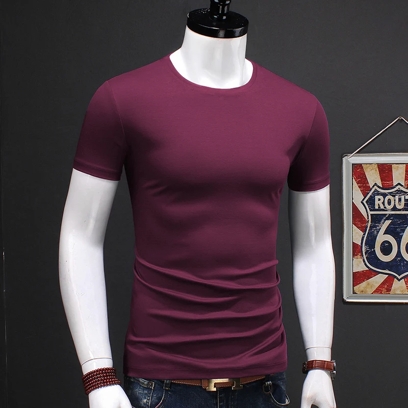 Modal Barbati Maneca Scurta tricou de Culoare Solidă Supradimensionate Bumbac T-shirt, O-Neck Stretch Slim Bottom Tricou 2020 Îmbrăcăminte