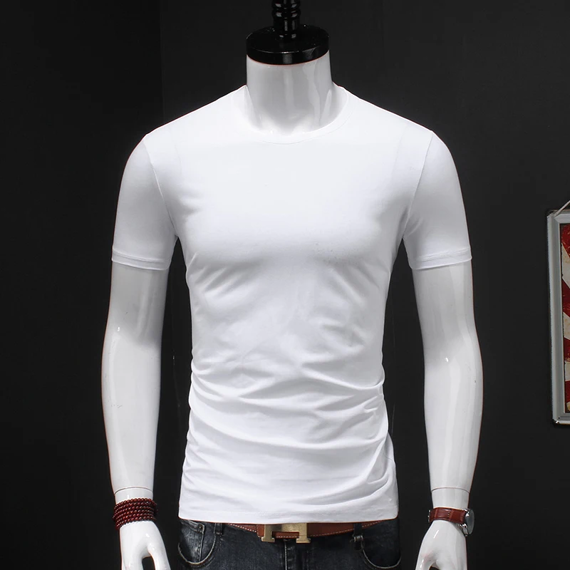 Modal Barbati Maneca Scurta tricou de Culoare Solidă Supradimensionate Bumbac T-shirt, O-Neck Stretch Slim Bottom Tricou 2020 Îmbrăcăminte