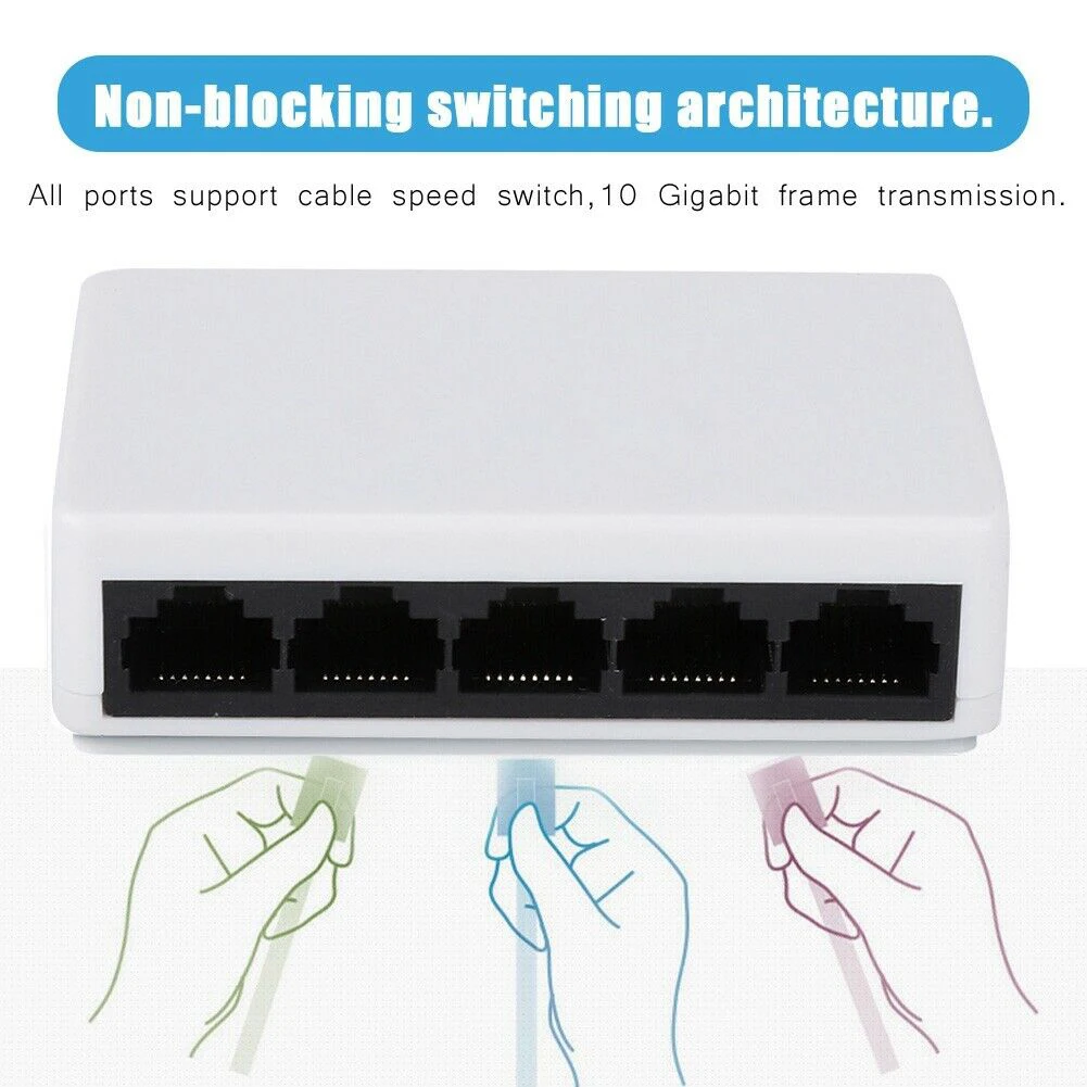 10/100 Mbps, 5 Porturi SUA/UE Plug Rețea Fast Ethernet Switch Hub Splitter Adaptor