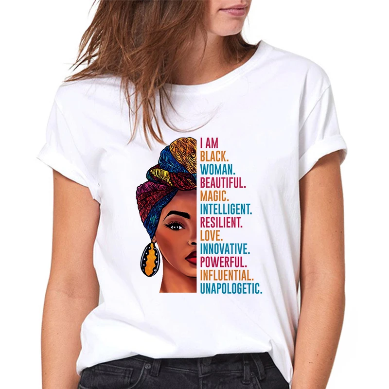 Femei T-Shirt Black African girl Tipărite Tricou Harajuku Tricou Vintage 2020 Vara Noi Femeie Vogue Topuri Femei T shirt Îmbrăcăminte