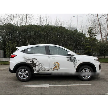 2 buc Masina de Styling Autocolante Auto, Ambele Parte a Corpului Personalizate Creativ Pictura de Cerneală Chineză Tiger Mountain Autocolant Vinil Decal Auto