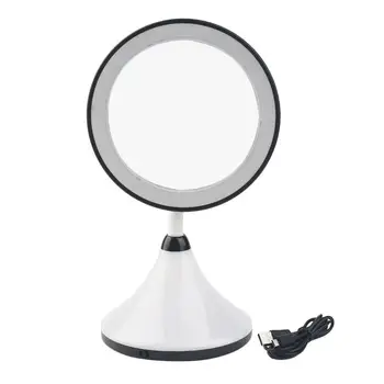 2-in-1 LED Oglindă de Machiaj Cu Lampă de Masă pentru Decor Dormitor Masă Oglindă Cosmetică USB de Încărcare de Rotație de Culoare Alb/Negru