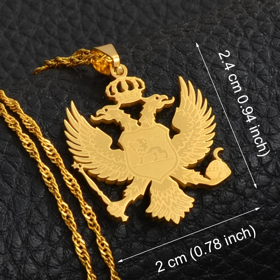 Anniyo(2 Dimensiuni), Muntenegru Pandantiv Coliere Femei Fete Muntenegru Vultur Bijuterii Aur/Argintiu/Luna Steaua Muntenegrean #127621