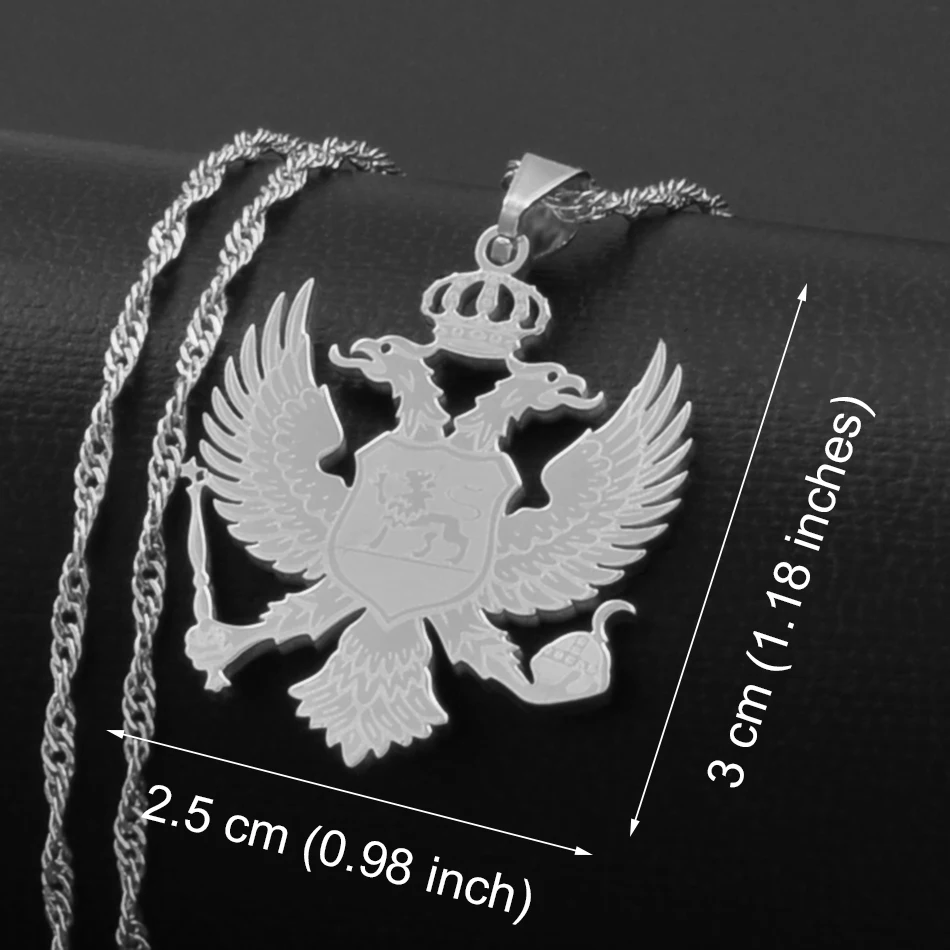 Anniyo(2 Dimensiuni), Muntenegru Pandantiv Coliere Femei Fete Muntenegru Vultur Bijuterii Aur/Argintiu/Luna Steaua Muntenegrean #127621