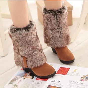 2018 noua moda cu Blana de iarna tocuri înalte genunchi ridicat cizme calde femei pantofi de moda pene cizme de zapada Q639