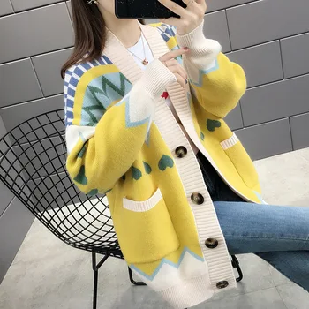 2020 Toamna Iarna Femei Drăguț Cardigane Tricotate Pulover Supradimensionat Cardigan Fete Uza Coreean Topuri Chic Sueter Mujer Cașmir