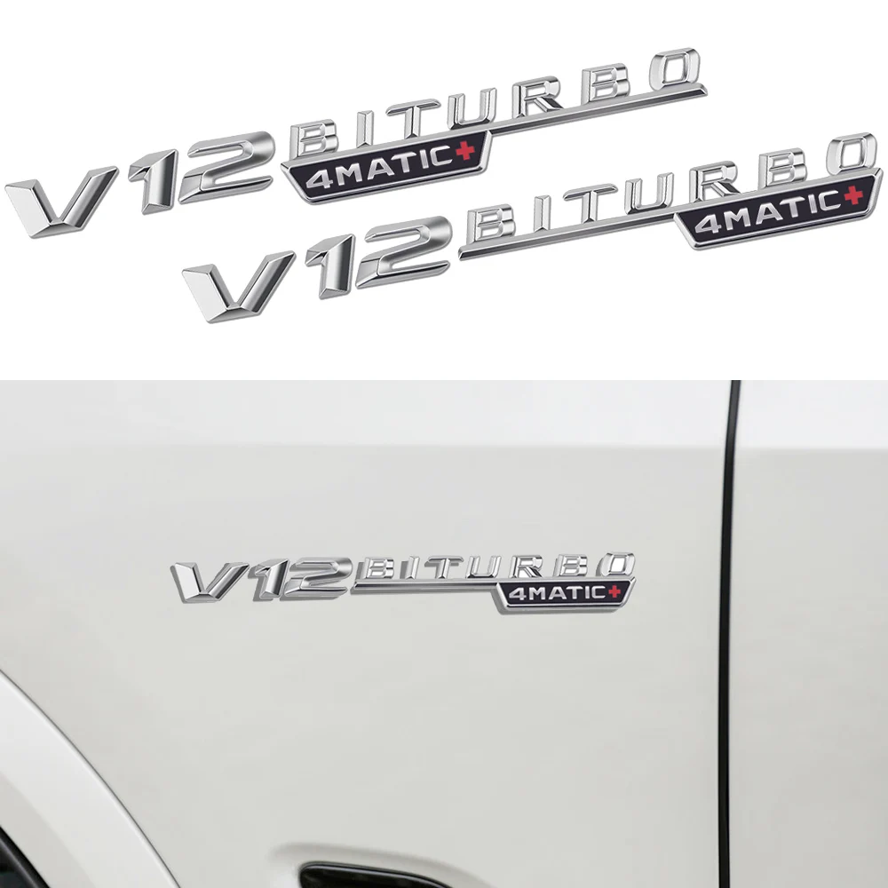 2 buc V12 BITURBO 4MATIC Logo Litere Autocolant Pentru Mercedes-Benz C E S G Clasa SL ML W221 W205 W210 W211 W212 Fender Insigna Decal