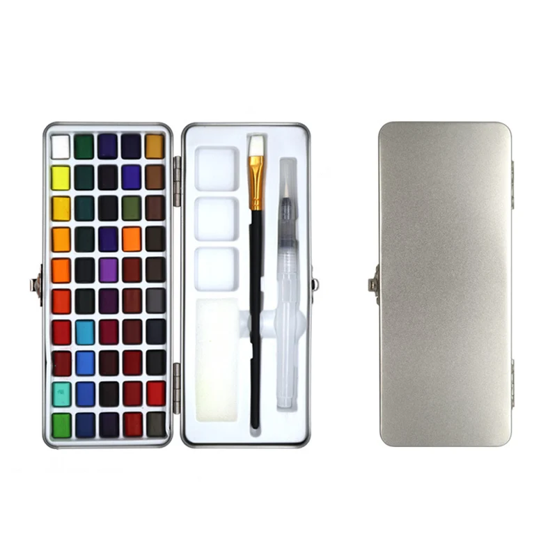 Portabil Solid Vopsea Acuarelă Set de 50 de Culori Cutie de Metal Acuarelă Pigment pentru Incepatori Desen Hârtie Acuarelă de Artă