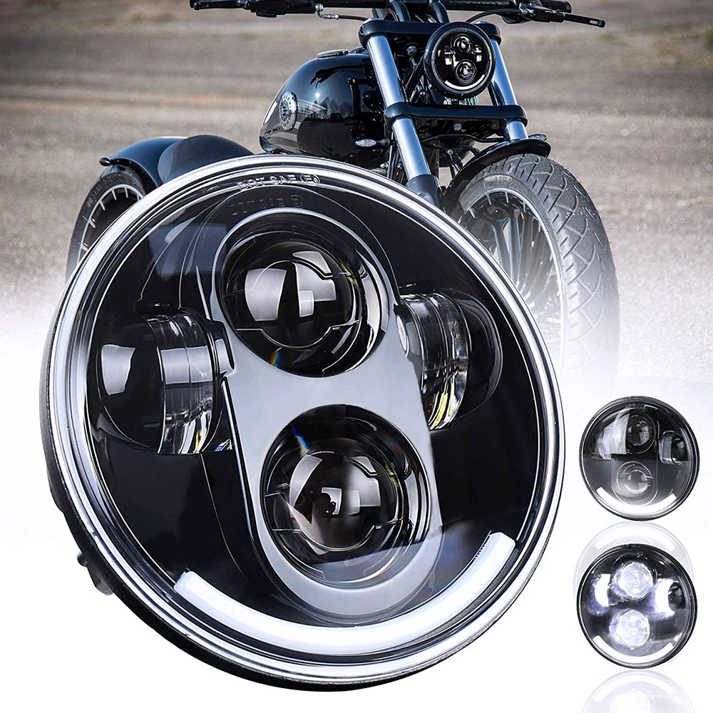 H4 Far 12V DC 1 buc Motocicleta 5-3/4 5.75 Faruri LED pentru-Harley 883 Sportster Triplu Low Rider Wide Glide