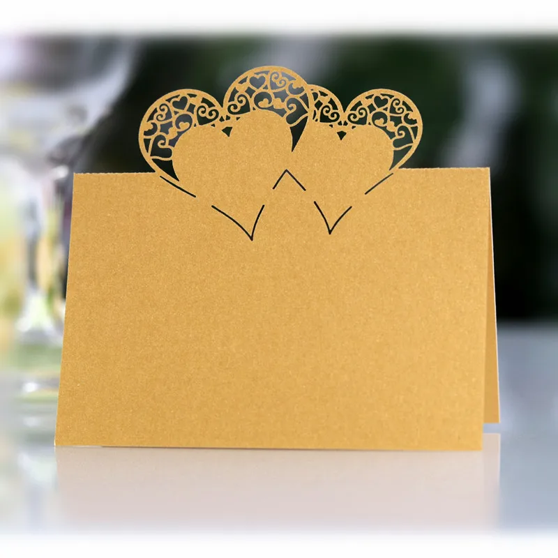 100buc invitatie de Nunta card loc de card in forma de inima gol laser fluture card creative masă card de valentine dragoste carte poștală 6Z