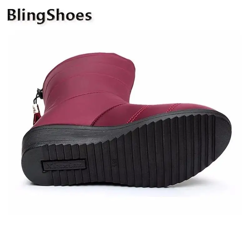 2021 Pantofi Femei cizme groase de Iarna Blana Cizme Impermeabile Femei la Jumătatea Vițel Cizme Plus Dimensiune Cizme Pene Pantofi pentru Femeie Încălțăminte