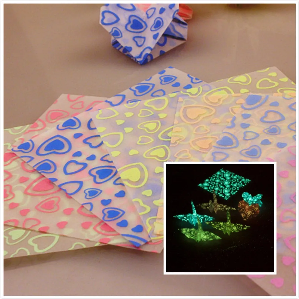 100buc/multă Strălucire În Întuneric Hârtie Origami Pliere Luminos ambarcațiuni Inimă de Hârtie DIY Cadou Decor Handmade Paper Craft Pentru Copii Cadouri