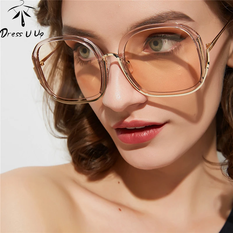 DRESSUUP Vara Ochelari Moda Transparent Portocaliu Pătrat ochelari de Soare pentru Femei la Modă, Ochelari de Soare Vintage Men Nuante