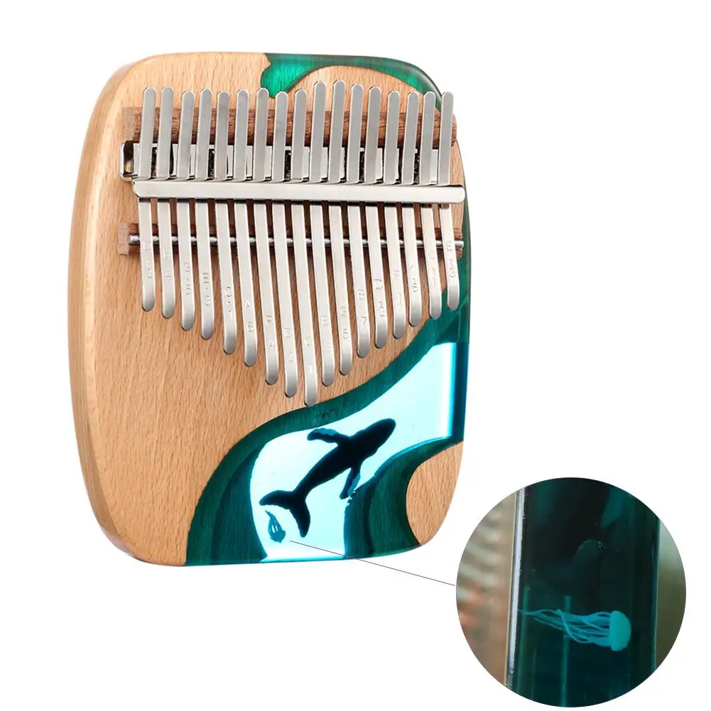 Kalimba 17 Cheie Degetul Mare Pian Lemn Masiv De Fag Rășină Epoxidică Portabil Kalimba Mbira Sanza Cu Tuning Ciocan Tastatura Instrument Muzical