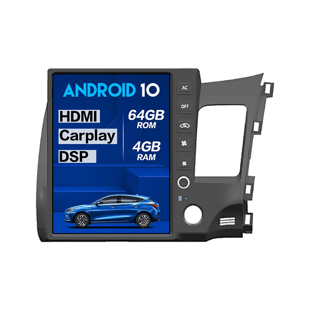 4+64G Android 10.0 Tesla Stil Mare Ecran Mașina Player Multimedia Pentru Honda civic 2008-2011 GPS auto HIFI Navi Capul unitate Radio Auto