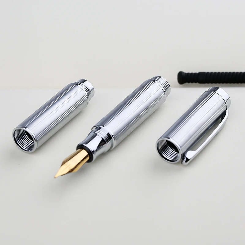 Drăguț Scurt Stilou pentru Scriere Mini Portabil de Cerneală Pixuri Bine Peniță 0,5 mm Argint Pixuri Scoala Rechizite de Birou Papetărie