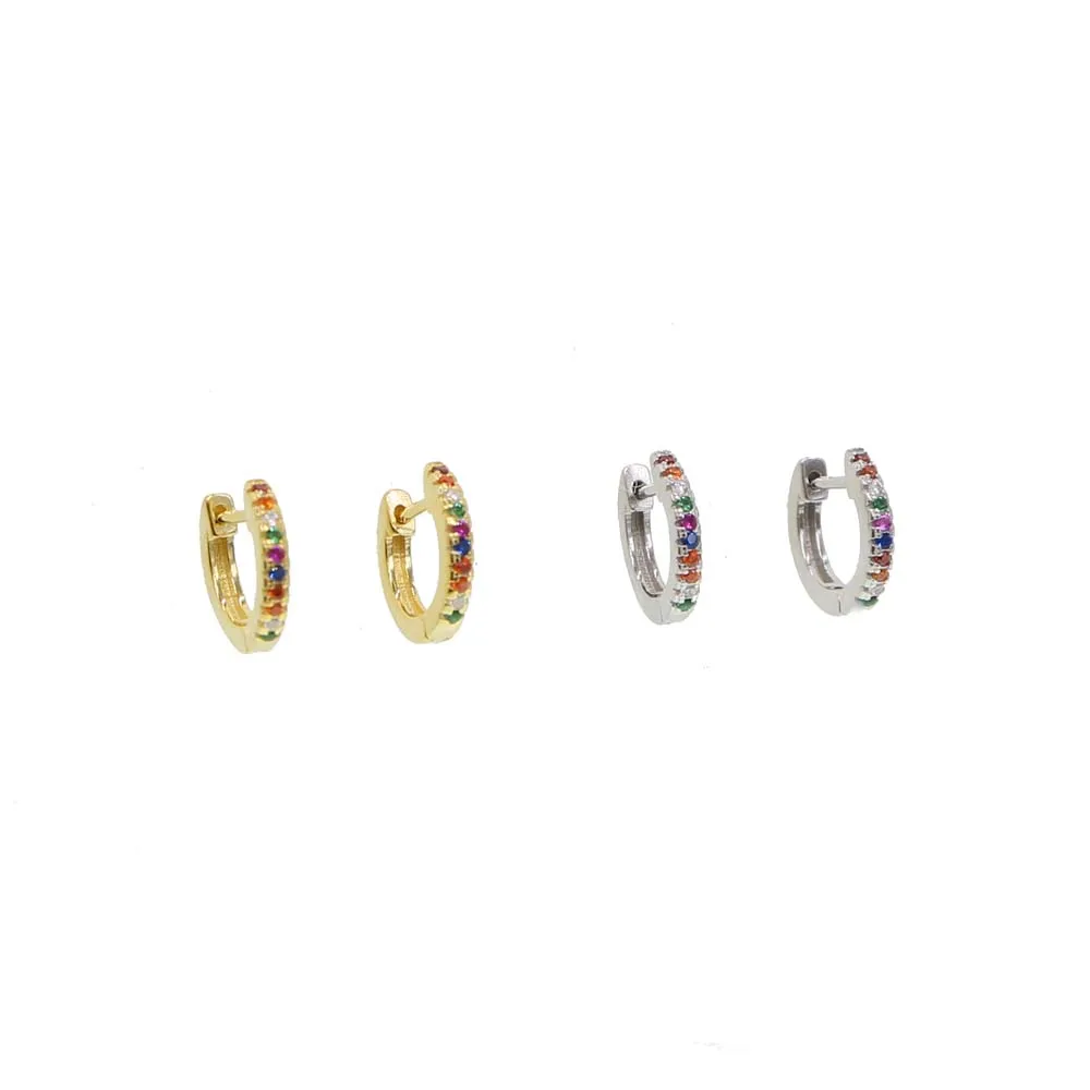 COLORATE cz cerc hoop cercei mini cercuri mici delicate minim 925 de bijuterii de argint pentru femei moda bijuterii