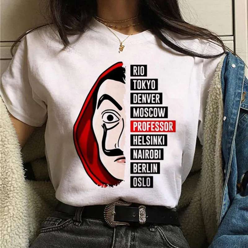 Maycaur Casa de Hârtie Tricou Nou Bani Jaf Femei La Casa De Papel Tricou Amuzant Top Tee de Moda Haine de Femeie T-shirt