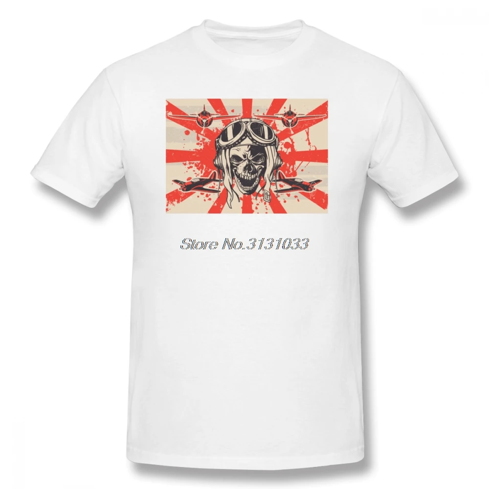 Kamikaze Craniu T-Shirt pentru Bărbați Desene animate Print % Bumbac Tricou Casual Barbati Maneca Scurta Amuzant Tricou Casual de Vara Tricouri