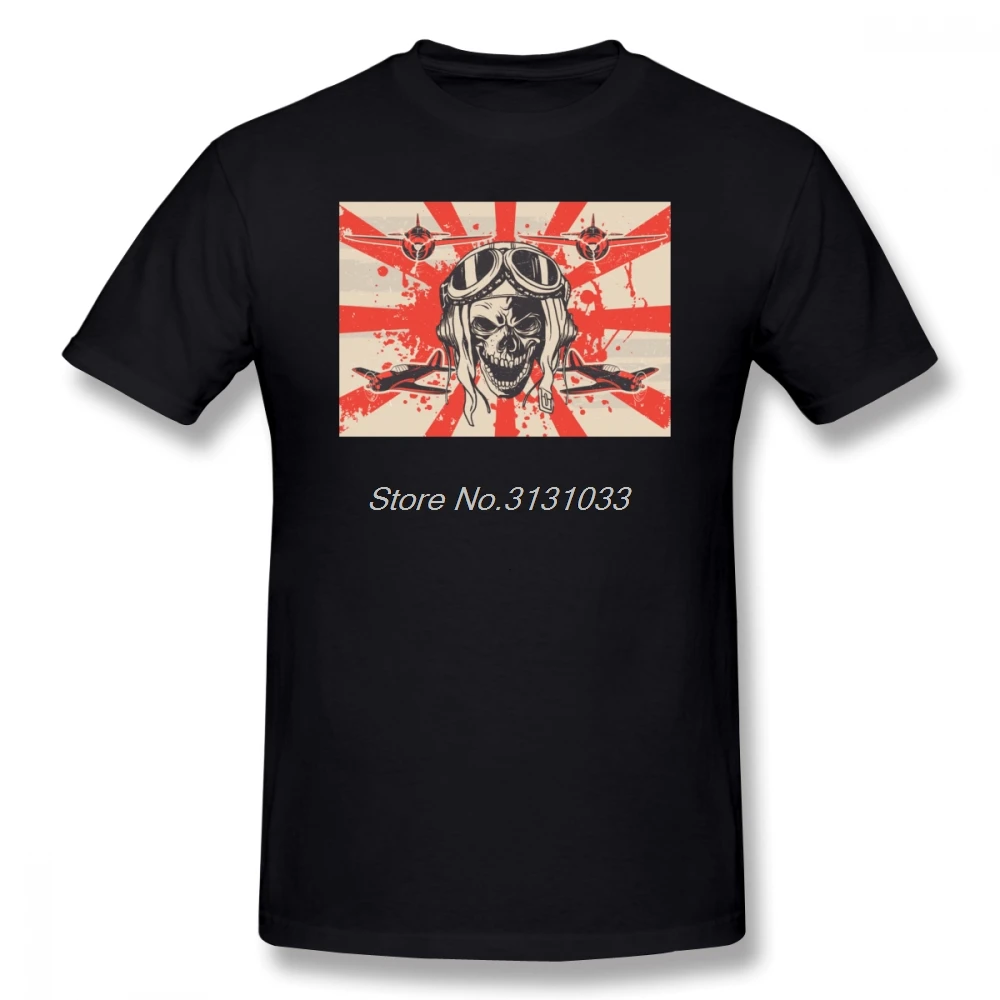 Kamikaze Craniu T-Shirt pentru Bărbați Desene animate Print % Bumbac Tricou Casual Barbati Maneca Scurta Amuzant Tricou Casual de Vara Tricouri