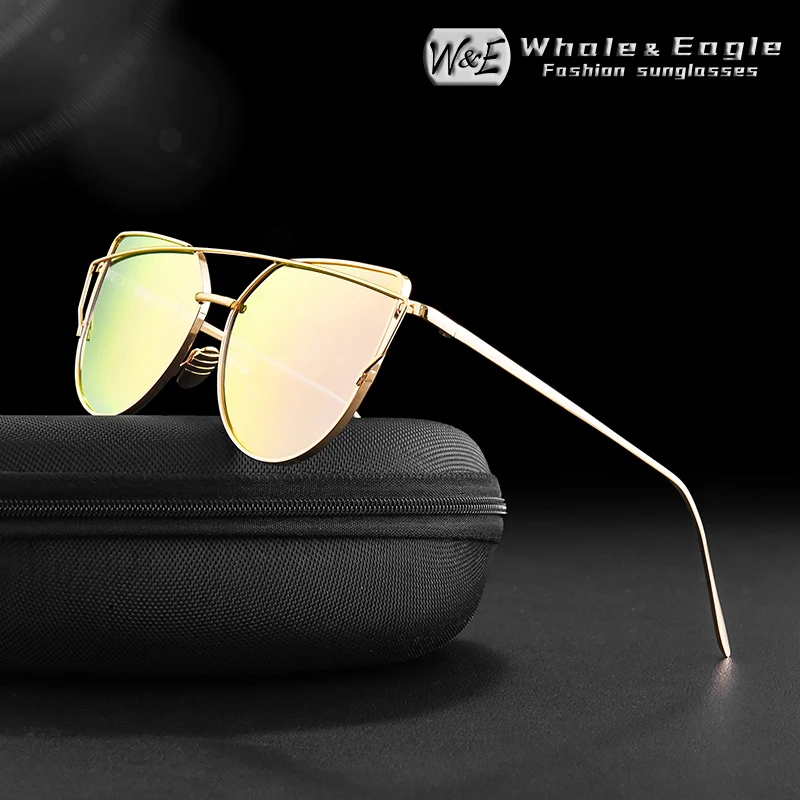 W&E Noua Moda Ochi de Pisică ochelari de Soare Femei Oglindă Reflectorizantă de Lux de Brand Designer de Metal Cadru din aliaj de Lentile UV400 ochelari de Soare Retro