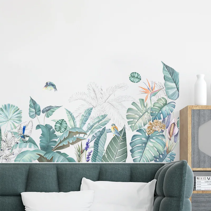 110*57cm Nordic Frunze de Patlagina Autocolante de Perete pentru camera de zi Dormitor Decor de Perete Amovibil Decalcomanii de Perete de Arta picturi Murale Decor Acasă